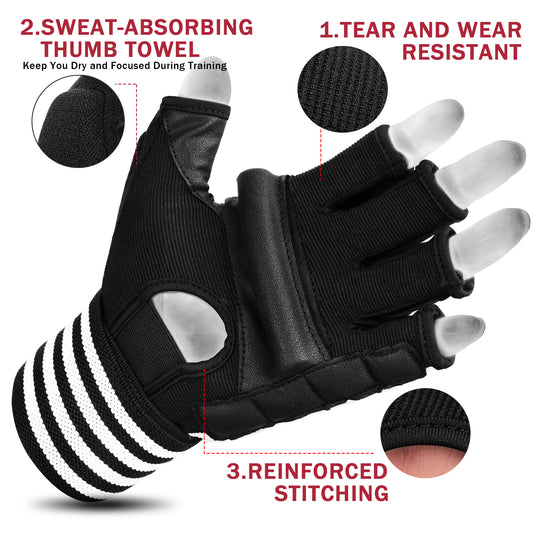 Xinluying Punch Bag MMA Gloves Half Finger Adjustable Mitts Wrist Support Boxing Gloves Open Palms for Sparring Martial Arts Taekwondo Punching Bag Training for Men Women