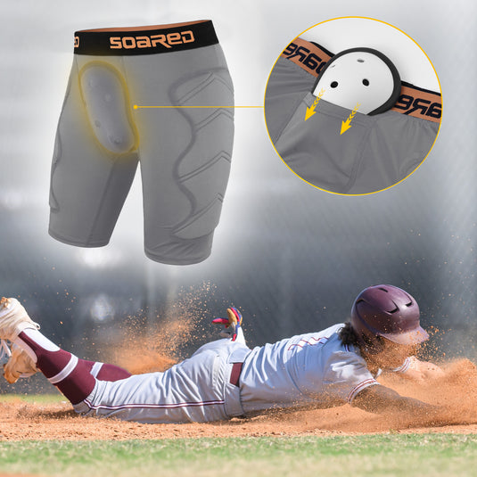 Soared Youth Baseball Sliding Shorts with Cup Pocket Padded Compression Underwear for Baseball Softball for Boys Girls