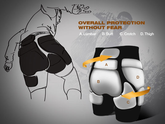 Soared 3D Protection Hip Butt EVA Paded Short Pants Protective Gear Guard  Impact Pad Ski Ice Skating Snowboard Black