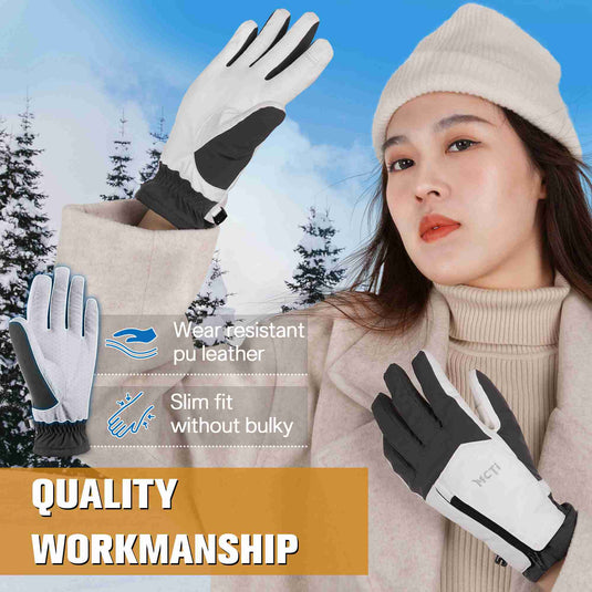 MCTi Winter Gloves Waterproof Warm for Cold Weather Touchscreen Zipper Gloves for Men Women MCTi