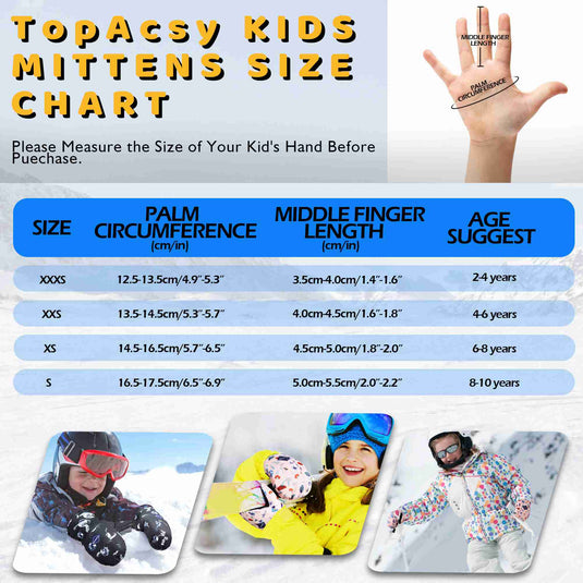 TopAcsy Kids Ski Glove Waterproof Warm Winter Snow Mittens for Boys Girls TOPacsy