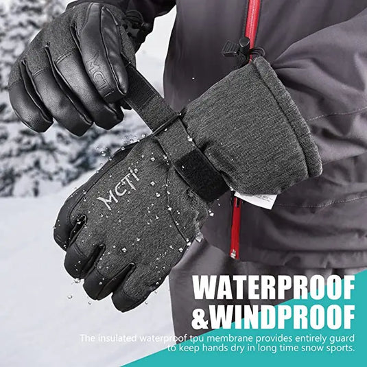 MCTi Men's Waterproof Ski Gloves - Insulated for Winter Sports