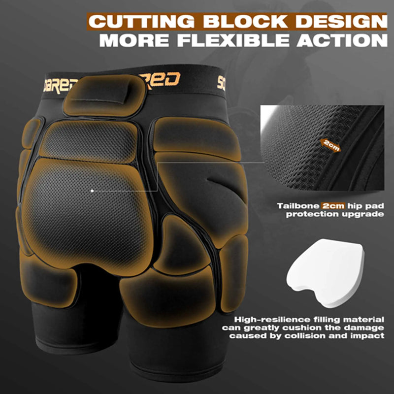 Bodyprox Protective Padded Shorts for Snowboard,Skate and Ski,3D Protection  for